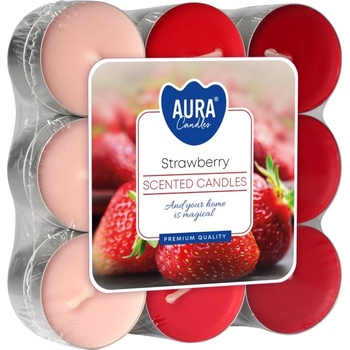 BISPOL Ароматни чаени свещи Bispol Aura - Strawberry, 18 броя (p15-18-73)