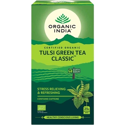 Organic India Tulsi Bazalka posvátná se zeleným čajem BIO 25 sáčků