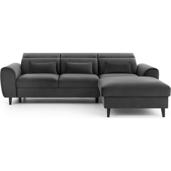 Eltap Тъмносив кадифен разтегателен ъглов диван с място за съхранение (десен ъгъл) Foble - ELTAP (CO-FOB-RT-05NU)