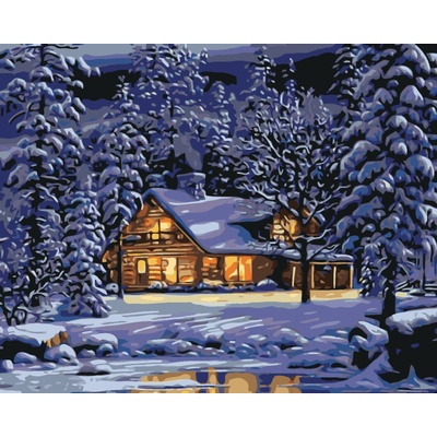 ZUTY ZASNEŽENÝ DOM Rámovanie bez rámu a bez vypnutia plátna Rozmer 40 x 50 cm