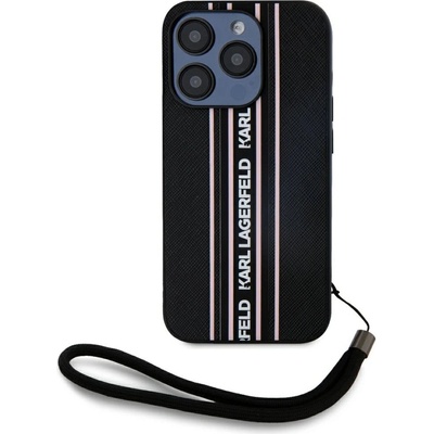 KARL LAGERFELD Калъф Karl Lagerfeld Saffiano Athleisure Stripes Cord iPhone 15 Pro Max - розов (3666339254773)