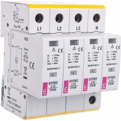 Omezovač přepětí ETI Polam C T2 275/20 4+0 230 V IP20 0 A 002440395