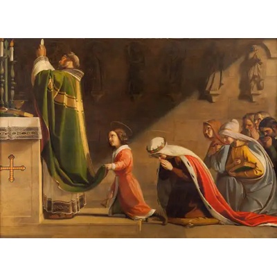 Obrazy - Tkadlík, František: Sv. Václav a sv. Ludmila při mši - reprodukce obrazu