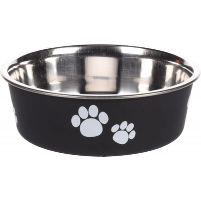 Duvoplus Flamingo Feeding and drinking bowl Kena Round Black Silver - иноксова купа за вода или храна - ЧЕРНА - размер Ø14 см / 450 мл, Белгия - 1030929