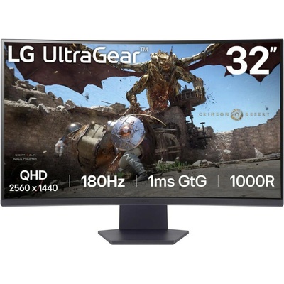 Монитор LG 32GS60QC-B, 31.5", 2560 x 1440, VA, 1ms (GtG at Faster), 180Hz, DisplayPort, HDMI - 32GS60QC-B. AEUQ (32GS60QC-B)