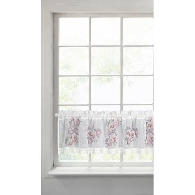 Takoy Záclonka z etamínu zdobená potiskem květin a krajkou-HF-378442 | 150 x 30 cm