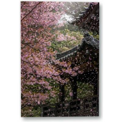 Plakát – Kvetoucí větve u zdobné střechy 90 × 135 cm Bez rámu Ne Bez rámu