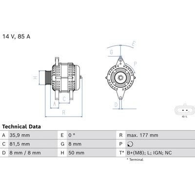 Alternátor BOSCH 0 986 086 400 (0986086400)