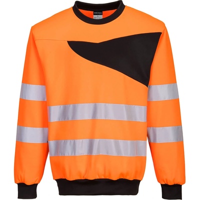 Portwest PW277 PW3 Crew Hi Vis reflexná mikina oranžová čierna
