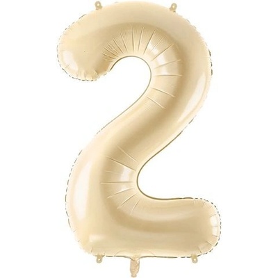 PartyDeco Fóliový balón narodeninové číslo 2 béžový 72 cm