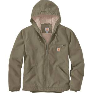 Carhartt Мъжко ежедневно яке Carhartt Washed Duck Sherpa Lined Jacket Casual jacket - Burnt Olive - размер M (003-3005-0312)