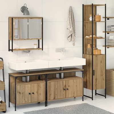 vidaXL Комплект мебели за баня 4 pcs дъб артизан Инженерно дърво (3334405)