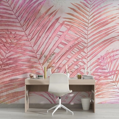 Art Gift Decor Фототапет с розови палмови листа - акварелен стил