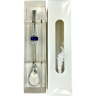 Cuchara Set bombilla + čistící kartáček modrá