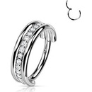 Šperky4U segment kruh helix cartilage tragus piercing titan čiré zirkony TIT1160-1208