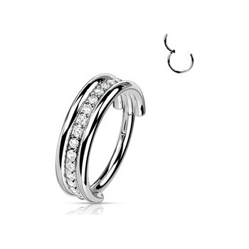 Šperky4U segment kruh helix cartilage tragus piercing titan čiré zirkony TIT1160-1208