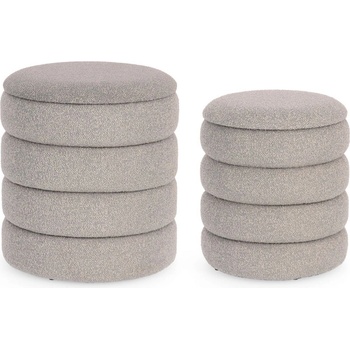 Bizzotto Комплект 2 светлосиви табуретки katerina букле с място за съхранение (0721627)