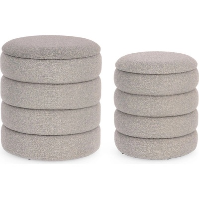 Bizzotto Комплект 2 светлосиви табуретки katerina букле с място за съхранение (0721627)