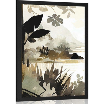 Plakát jezero v džungli - 30x45 white