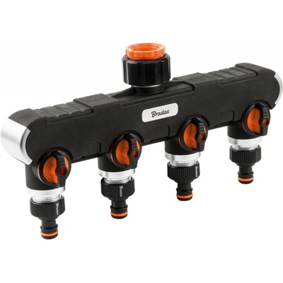 BRADAS BLACK LINE 4cestný rozdělovač s ventily 1" vnitřní závit až 3/4" vnitřní závit HEAVY DUTY – Sleviste.cz