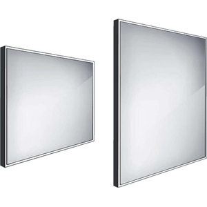 Nimco - Огледало с LED осветление, 80x70 см, алуминий/черно ZPC 13003-90 (ZPC 13003-90)
