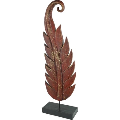 Dřevěná dekorace Twisted Leaf červená pravá - velká