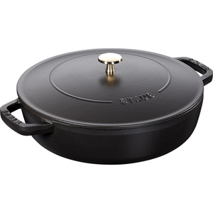 Staub Съдове за готвене за соте с чугунен самоовлажняващ капак за тенджера O 24 cm черен Chistera Staub (ST12612425)