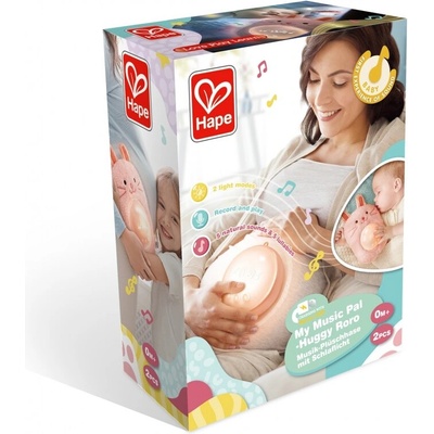 Hape Интерактивна играчка, Hape, Музикална плюшена лампа за сън, Зайче, 23 x 15.5 x 9 см (H0114)