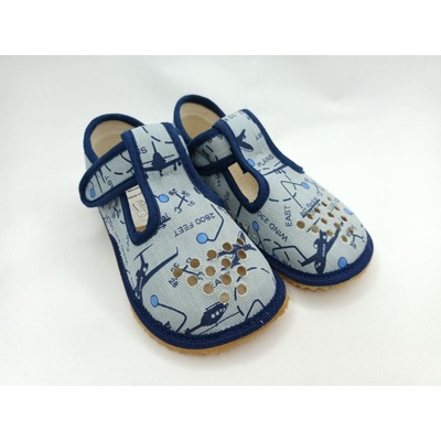 Beda Barefoot papuče Grey Aeroplane perforované BF 060010/W/PF