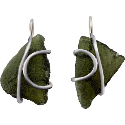 Vltavín Moldavite stříbrné náušnice s vltavíny 2000198080004