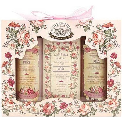 Bohemia Natur Růže sprchový gél 100 ml + toaletní mýdlo 100 g + vlasový šampón 100 ml darčeková sada