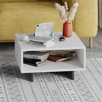 TopMebel Hola меламинов кафе масичка в бяло-антрацит цвят 60x60x32см