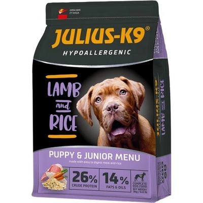 Julius-K9 JULIUS-K9® High Premium Lamb Rice for puppies - Хипоалергенна суха храна за подрастващи кученца с агне и ориз - 12 кг, Унгария - 312606