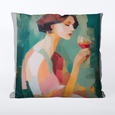 Takoy Povlak na polštář 45x45 nepromokavý polyester žena s vínem 1-HT-00339 | 45 x 45 cm