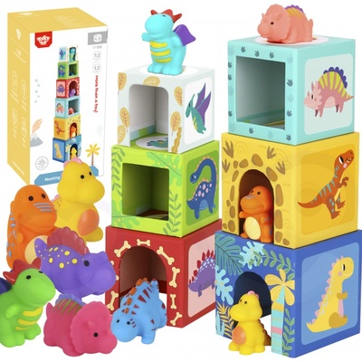 Tooky toy Skládací kostky domečky s dinosaury – Sleviste.cz