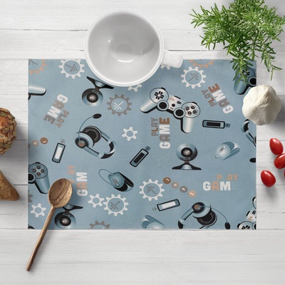 Biante Detské bavlnené prestieranie Sandra SA-588 Play Game na modrom 30x40 cm