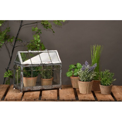 Skleník|pěstírna na květiny INDUSTRIAL HOUSE, 29x15x31cm, šedá s rezavou patinou|Esschert Design