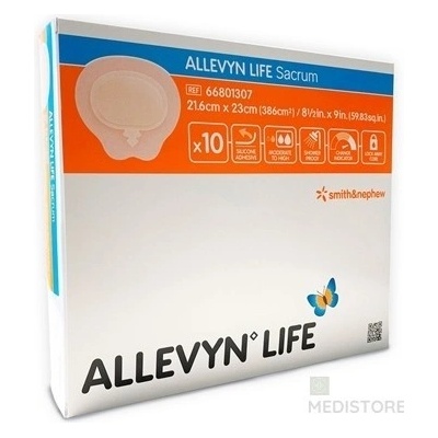ALLEVYN LIFE Sacrum Krytie na krížovú oblasť 21,6 x 23 cm adhezívne penové krytie so silikónovým gélom 1x10 ks