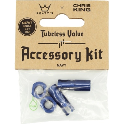 Príslušenstvo pre bezdušové ventily Peaty's X Chris King (Mk2) Navy Tubeless Valves Accessory Kit uni