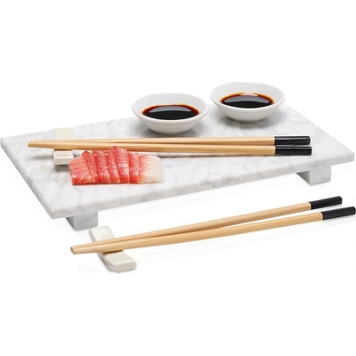 Lumarko ORIA servírovací sada na sushi pro 2 osoby, 9 kusů, mramorový tác