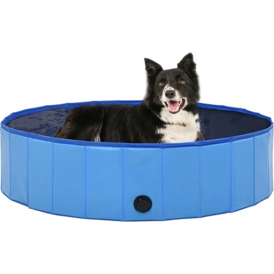 vidaXL Сгъваем басейн за кучета, син, 120x30 см, PVC (170826)