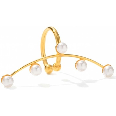 SARINES Zlatý earcuff s perlami ve stylu oblouku S1179