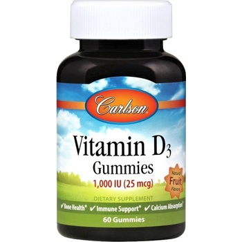 Carlson Labs Vitamin D3 Gummies 1000 IU [60 желирани бонбони] Плодов Пунш