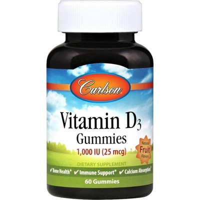 Carlson Labs Vitamin D3 Gummies 1000 IU [60 желирани бонбони] Плодов Пунш