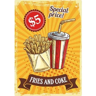 Ceduľa Restaurant Menu - Fries and Coke