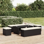 vidaXL Табуретки с възглавници 2 бр черни 40x30x40 см полиратан (319394)