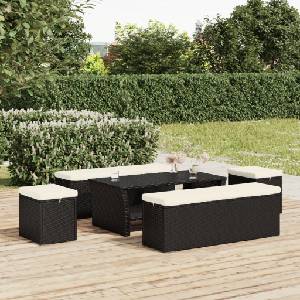 vidaXL Табуретки с възглавници 2 бр черни 40x30x40 см полиратан (319394)