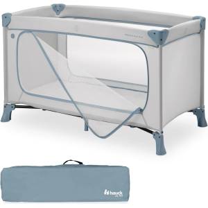 Hauck travel cot baby with XL play opening, Dream N Play Plus Dusty Blue - 600986 (600986)