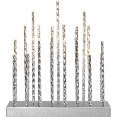 Emos DCAW02 Vianočný LED svietnik strieborný 28 5 cm 3x AA vnútorný teplá biela časovač