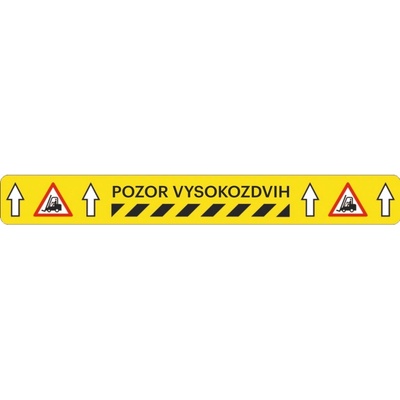 Univerzální podlahové značení s potiskem WT-5229, ''Pozor vysokozdvih'' – polyester, 5 m × 75 mm